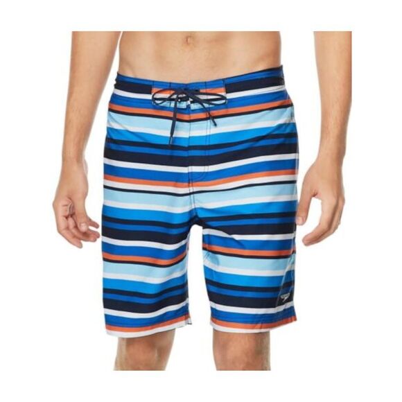 SPEEDO Mens Swimwear Navy Striped Stretch Shorts M - Picture 1 of 1